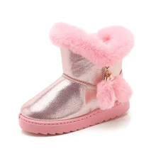 

Girls Shoes Pink Boots 2021 Fashion Style Kids Snow Boot Winter Warm Fur Antiskid Outsole Children Ankle Boots for Girl Princess