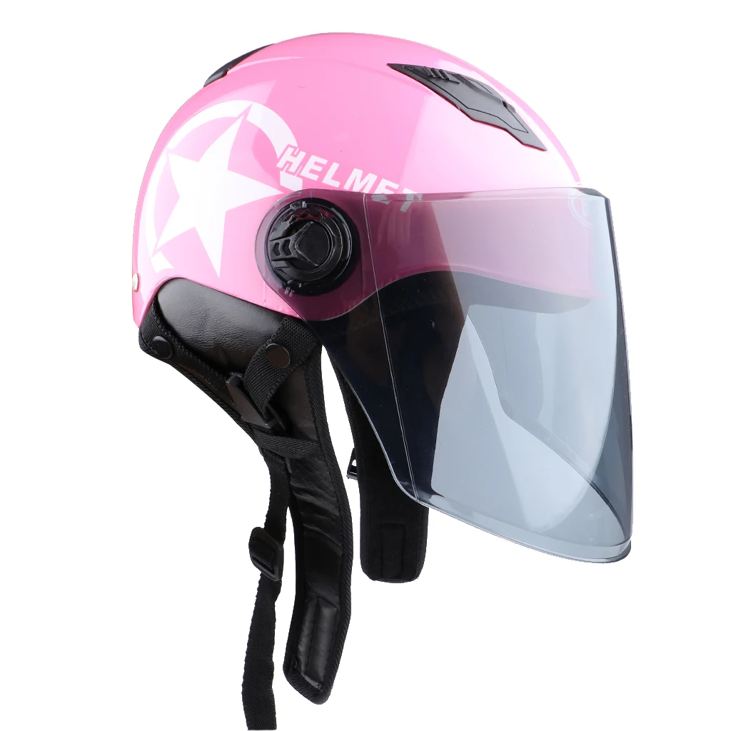 MagiDeal Motorcycle Helmet Single Shield Racing Moto Helmet Pink Tawny Lens