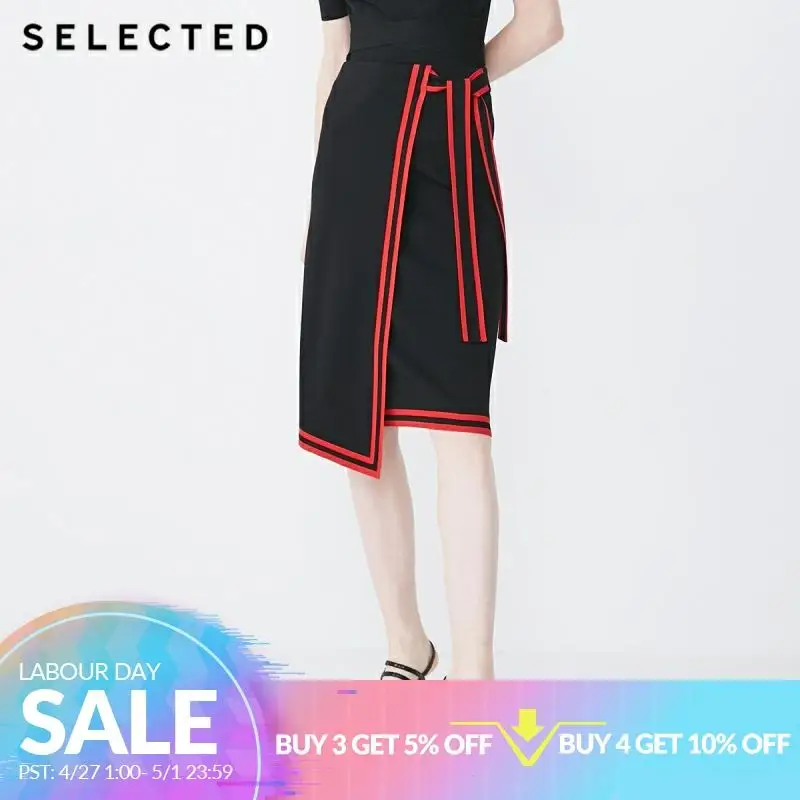 

SELECTED Women Slim Fit Stretch Contrasting High-rise Lace-up Skirt S|41911J501
