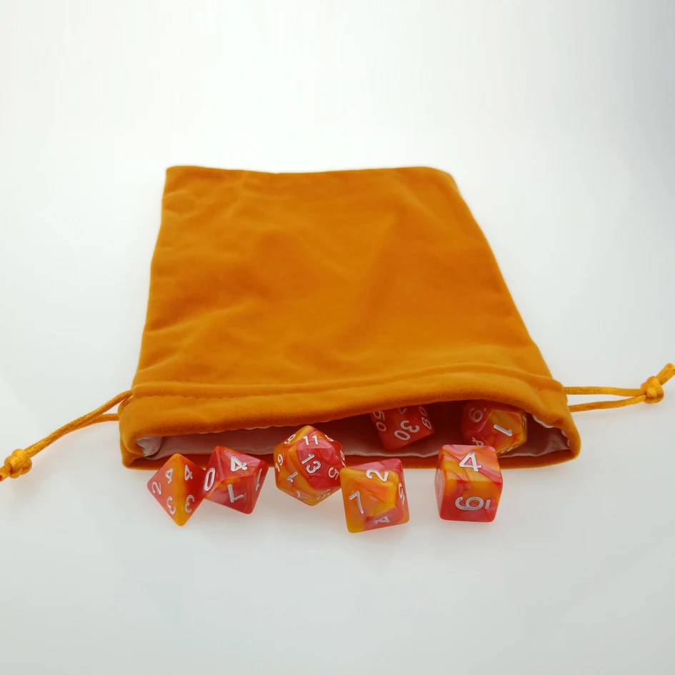 

Rollooo Honey Dice Pouch with A Matching D&D Dice Set d4 d6 d8 d10 d% d12 and d20