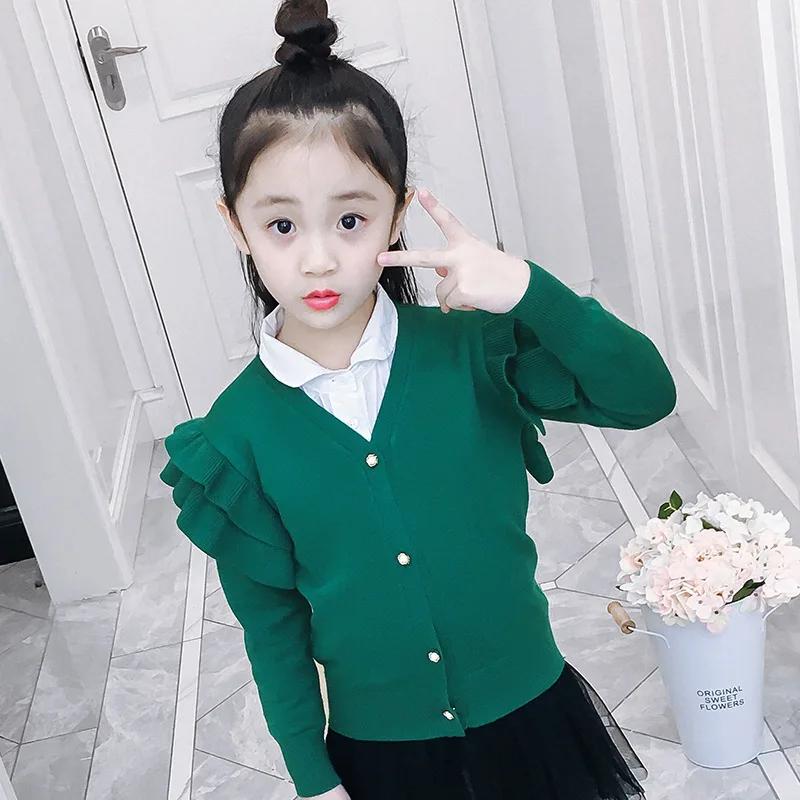

Fashion Cardigan Girls Toddler Winter Clothes 2020 Pure Color Sweater for Girl Kids Children Knitwear Sweaters Baby Coat Spring