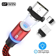 GTWIN Магнитный кабель Micro USB кабель Магнитная Зарядка usb type c кабель для samsung Redmi Xiaomi usb c кабель для зарядки телефона