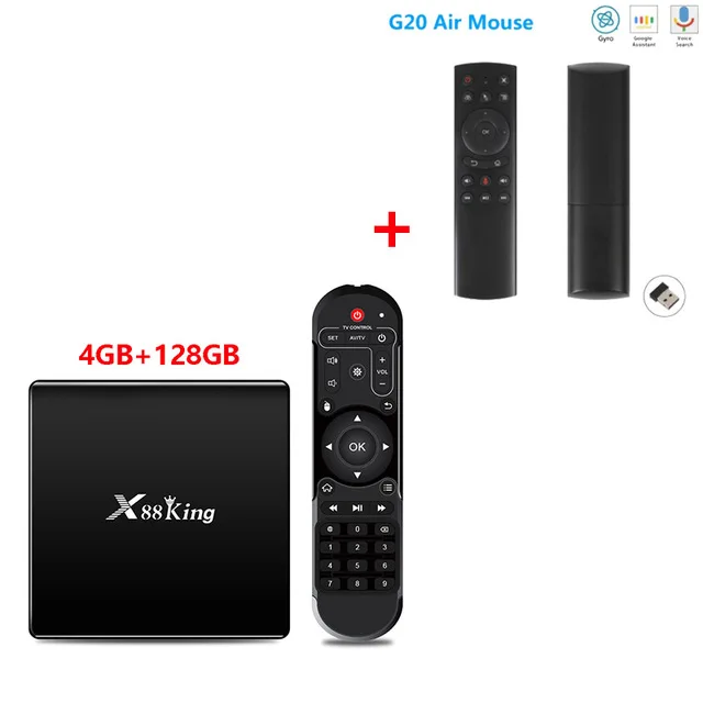 X88 black add g20s X88 King Android 9,0 ТВ-приставка Amlogic S922X 4 Гб DDR4 128 ГБ 2,4 ГБ 5G двойной Wifi Bluetooth 5,0 1000M LAN 4K телеприставка медиаплеер - Цвет: X88 black add g20s