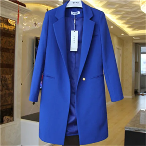 Новинка весна осень блейзеры для женщин плюс размер маленький костюм куртка повседневные топы костюмы для женщин s тонкий дикий блейзеры ветровка пальто F880 - Цвет: Royal blue