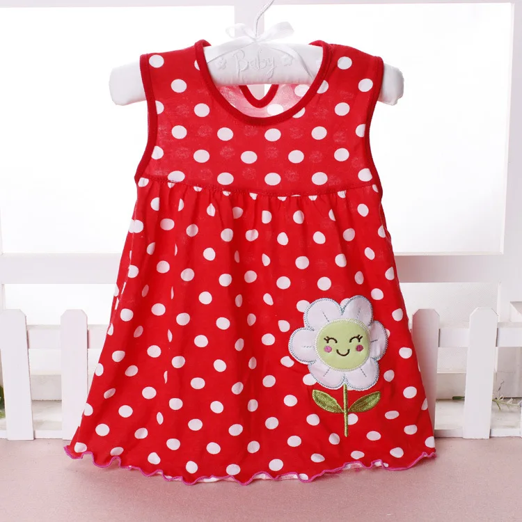2018 Summer Baby Girl Infant Dress Dots Flowers Baby Dress Animal Pattern Embroidery Hot Summer Baby Dress Low Price Dresses