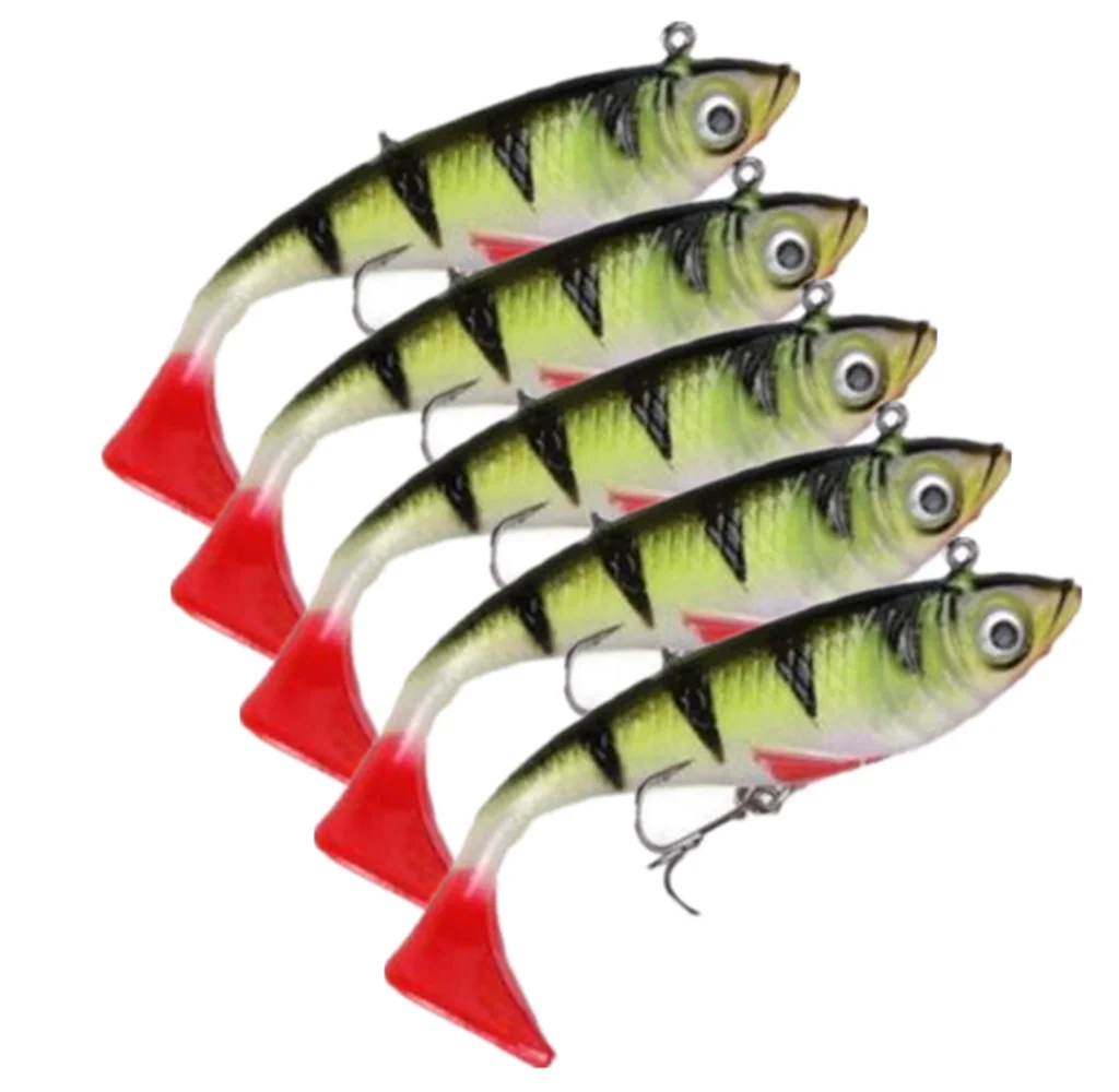 

5PCS Jig Soft Fishing Lure Silicone Soft Bait 18g Wobblers Bait Tail Lead Fish Jigging Swimbait Artificial