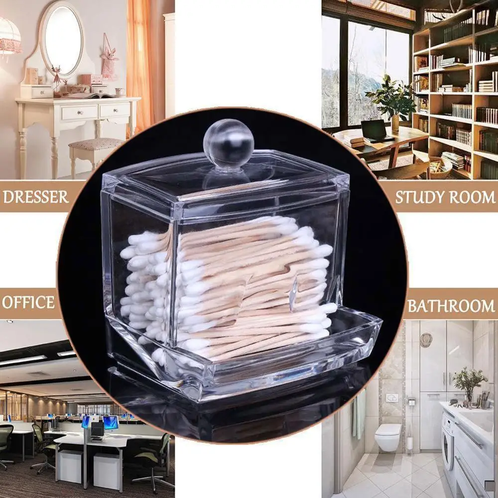  Portable Container Make Up Storage Case Cotton Pad Holder Acrylic Cotton Swab Makeup Organizer Stor