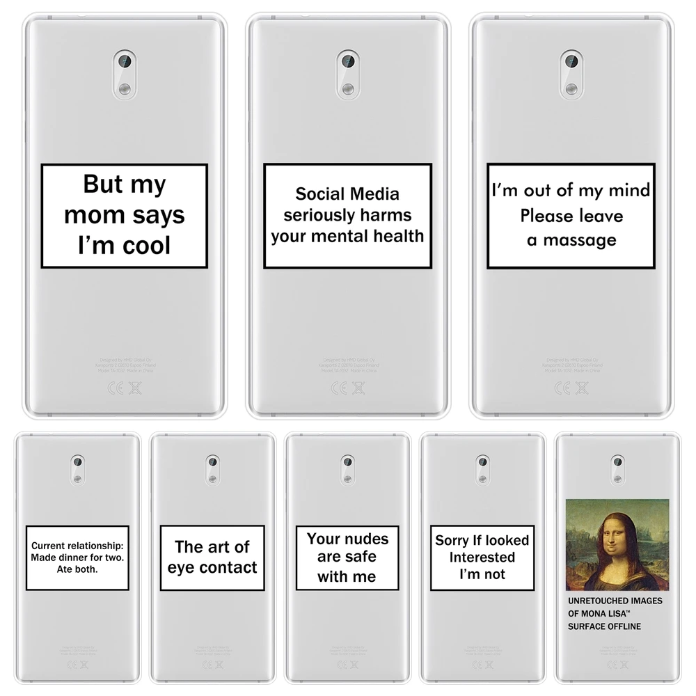 

TPU Funny Quote Text Mona Lisa Back Cover For Nokia 7 Plus X6 Soft Silicone Case For Nokia 8 6 5 3 2 1 Phone Case