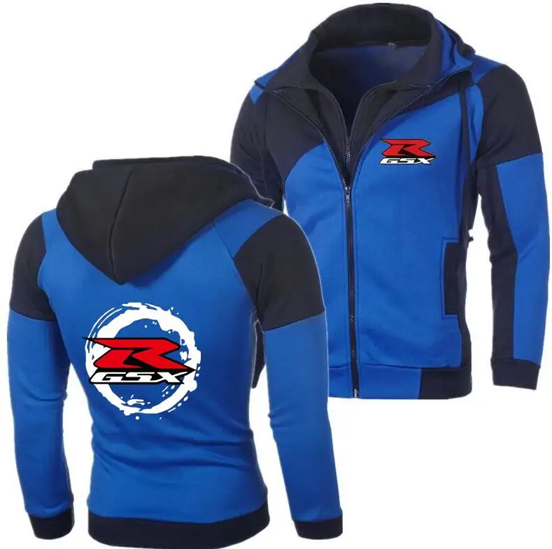 Брендовый зимний топ для Suzuki GSX R, толстовки с капюшоном, jas, повседневный спортивный костюм с капюшоном для Suzuki, куртка с капюшоном, худи AKRAPOVIC - Цвет: Синий