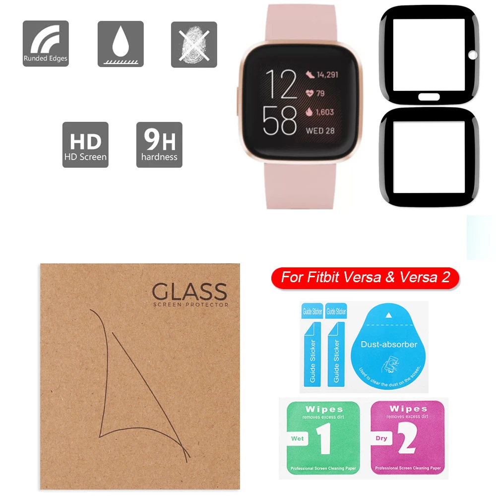 

Transparent Fibre Glass PMMA PC 3D Protective Film For Fitbit Versa&Versa 2 Smart Watch Screen Protector HD Fingerprint Proof