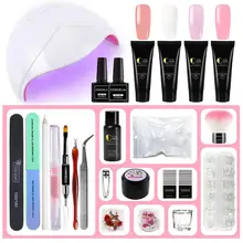 COSCELIA 4 шт./компл. поли удлинитель гель Наборы Nail Art французский гвоздь с Светодиодный УФ-лампа для маникюра Набор УФ комплект гель-лаков для ногтей