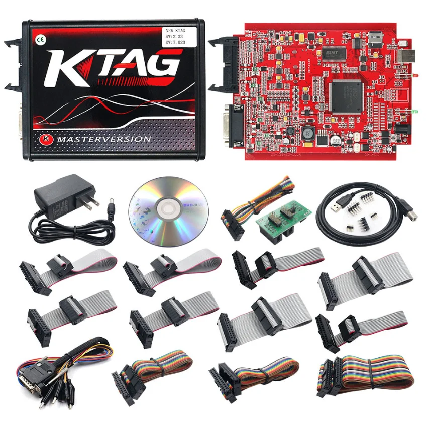 Best KTAG V7.020 Red PCB ECU Programming V7.020 KTM100 KTAG ECU Programming Tool Master software V2.23 with Unlimited Token