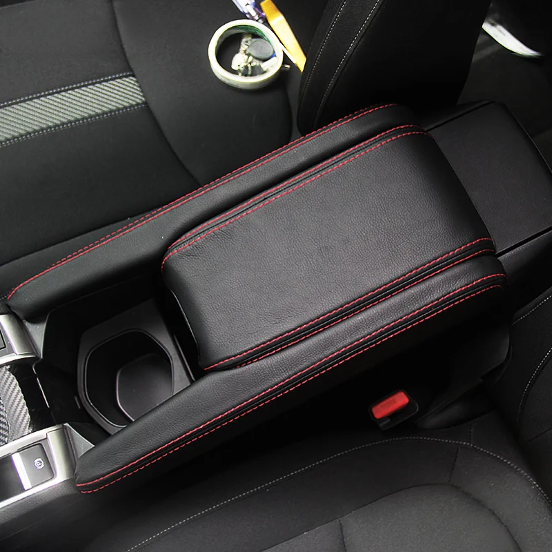 3pcs Car Center Console Lid Armrest Box Microfiber Leather Protection Cover For Honda Civic 10th Gen