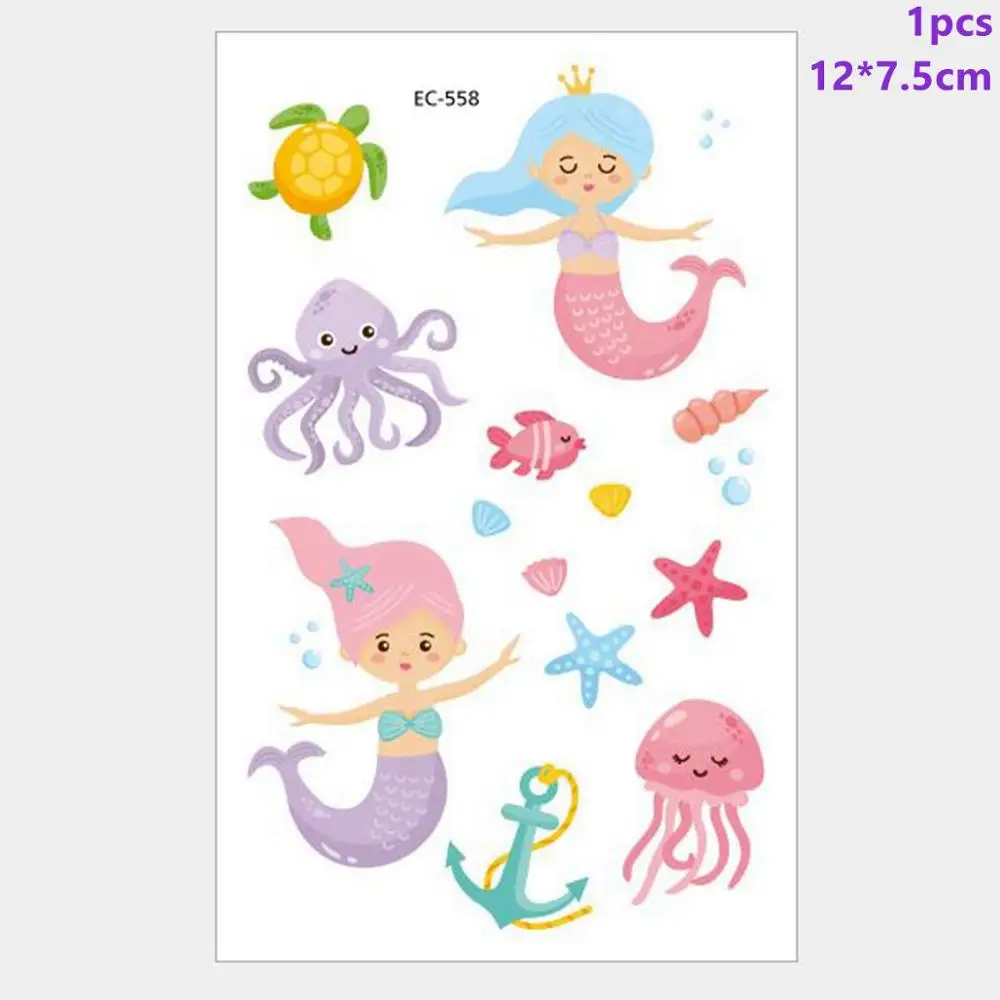 Mermaid Stickers 7 Taoup 1 шт. градиентный цвет блестки маленький брелок с хвостом русалки с днем рождения Русалка тема вечерние украшения для девочек детские украшения - Цвет: Mermaid Stickers 7