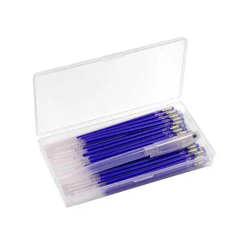 Термостираемые ручки с 40 термостираемыми тканевыми заправками для пошива квилтинга и пошива одежды кожаная маркер ручка швейный инструмент - Цвет: Blue