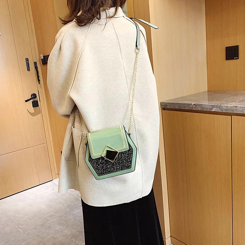 

Winter Patent Leather New Arrival WOMEN'S Bag New Style 2019 Korean-style Versatile Shoulder CHIC Chain Retro Fashion Small Squa