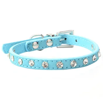 

Lovely Unisex Pet Small Dog Crystal Rhinestone Collars PU Leather Collar New