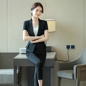 

2020 New Korean Short-sleeved Suit OL Fashion Professional Dress Was Thin Skirt Slim Self-dressing Work Clothes Two-piece Suit