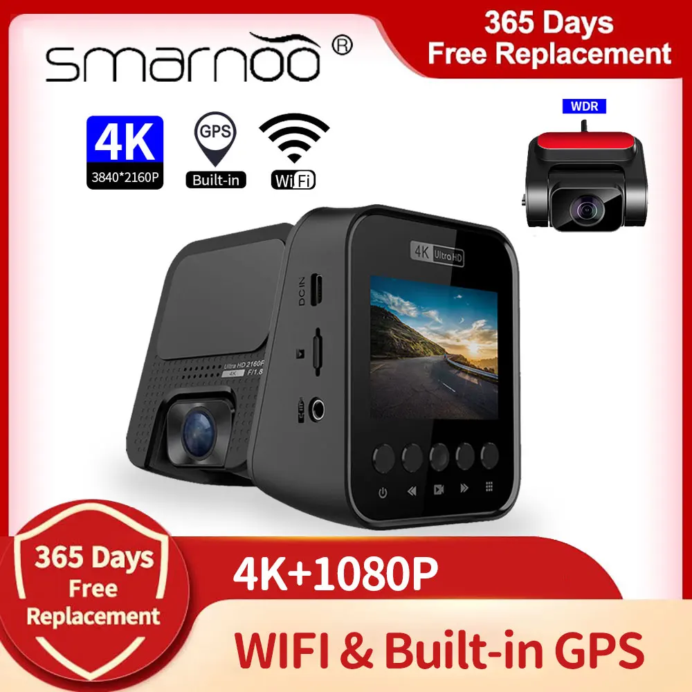 US $93.60 Dash Cam 4K Front and Rear Dashcam Car DVR Built in Gps Wifi for Automatic Recorder 38402160P 30FPS Nigth Vision