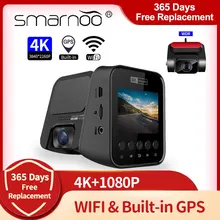 Traço cam 4k frente e traseira dashcam carro dvr construído em gps wifi para gravador automático 3840*2160p 30fps visão nigth