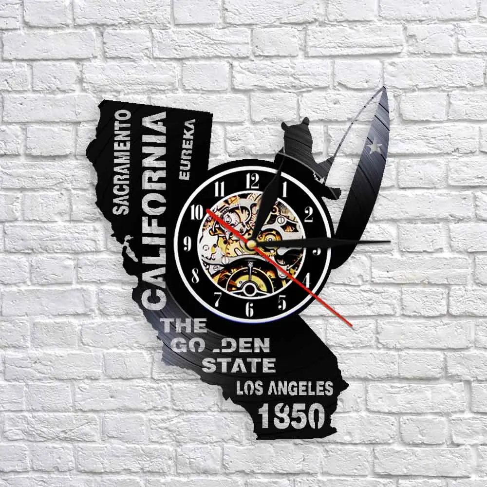 Eureka The Golden State California State домашние настенные часы Сакраменто Лос-Анжелес Виниловая пластинка настенные часы США сувенир из поездки подарок