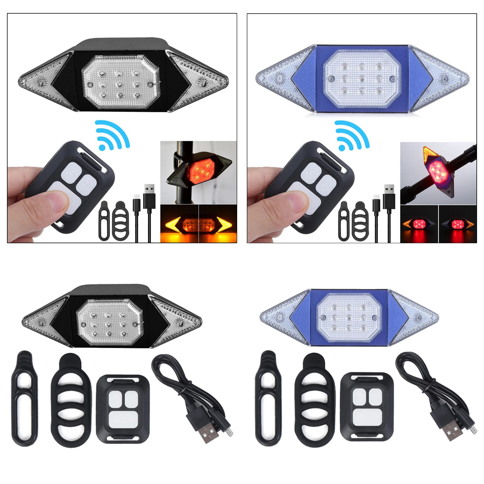 Bike Tail Light Turn Signal USB Rechargeable Rear Wireless Remote Control Bicycle Indicator Light Bike Tail Light Turn Signal USB Rechargeable Rear Wireless Remote Control Bicycle Indicator Light