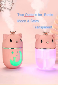

330ml Cute Cat USB Air Humidifier Ultrasonic Aroma Diffuser Mini Car Mist Maker with LED Lights Portable Office Air Purifier