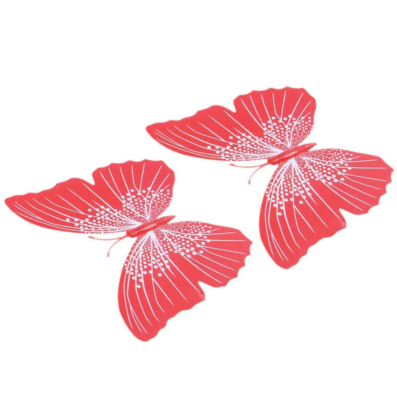 HOT-12x 3D Butterfly Room Wall Decor Wall Sticker Refrigerator Magnet Decor Wall Sticker(Red
