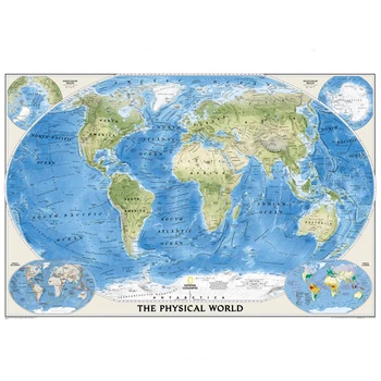 

The Physical World Map Poster Size Wall Decoration Large Map of The World 80x53 Waterproof and tear-resistant