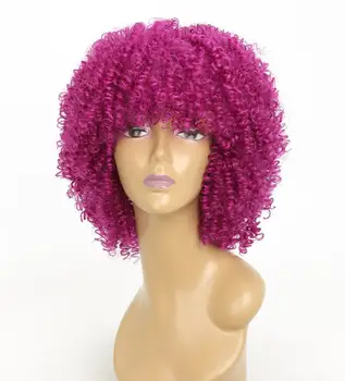 

GAKA Short Red Wig for White Black Women Curly Synthetic Afro Party Black Blonde False Hair Wigs