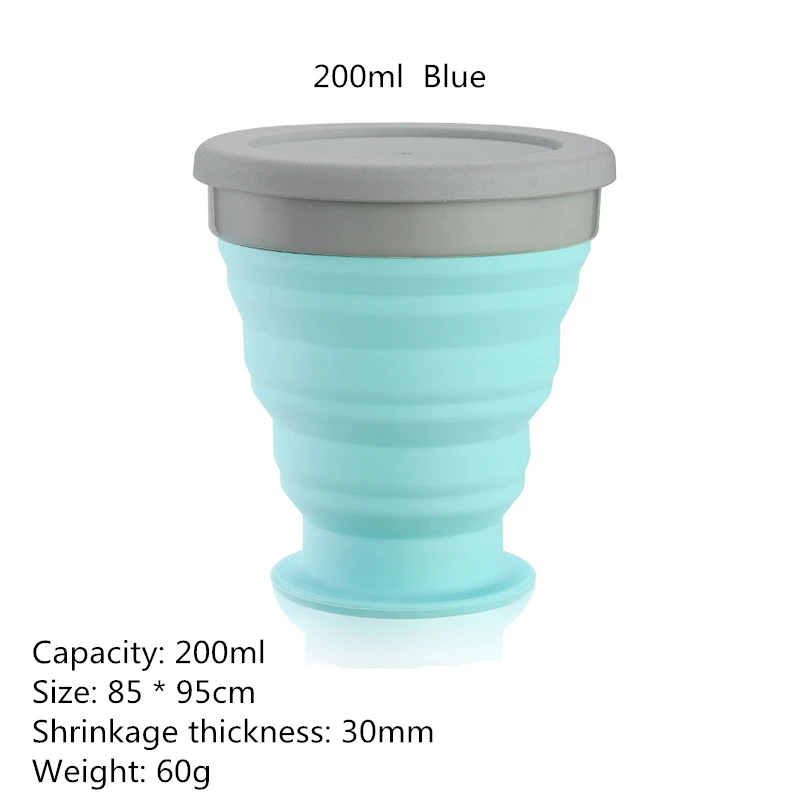 Дорожная Складная и удобная силиконовая чашка для хранения, сок, кружка для молока - Цвет: 200ml-Blue