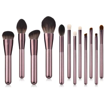 

12pcs Foundation Travel Synthetic Fiber Makeup Brush Set Blush DIY Wood Handle Multifunctional With Bag Portable Powder Lip