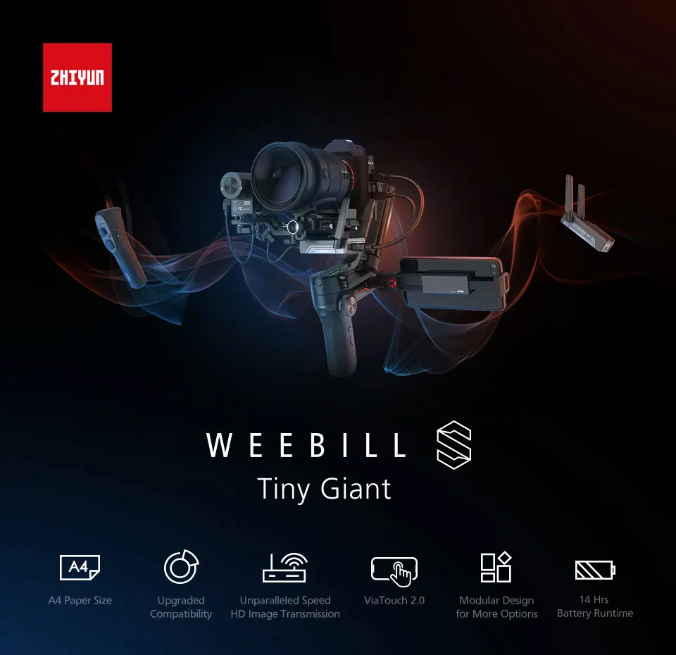 Официальный ZHIYUN Weebill S 3-х осевая передача изображения карданный Стабилизатор Для беззеркальных Камера цифровой зеркальной камеры CANON NIKON SONY DSLR Камера