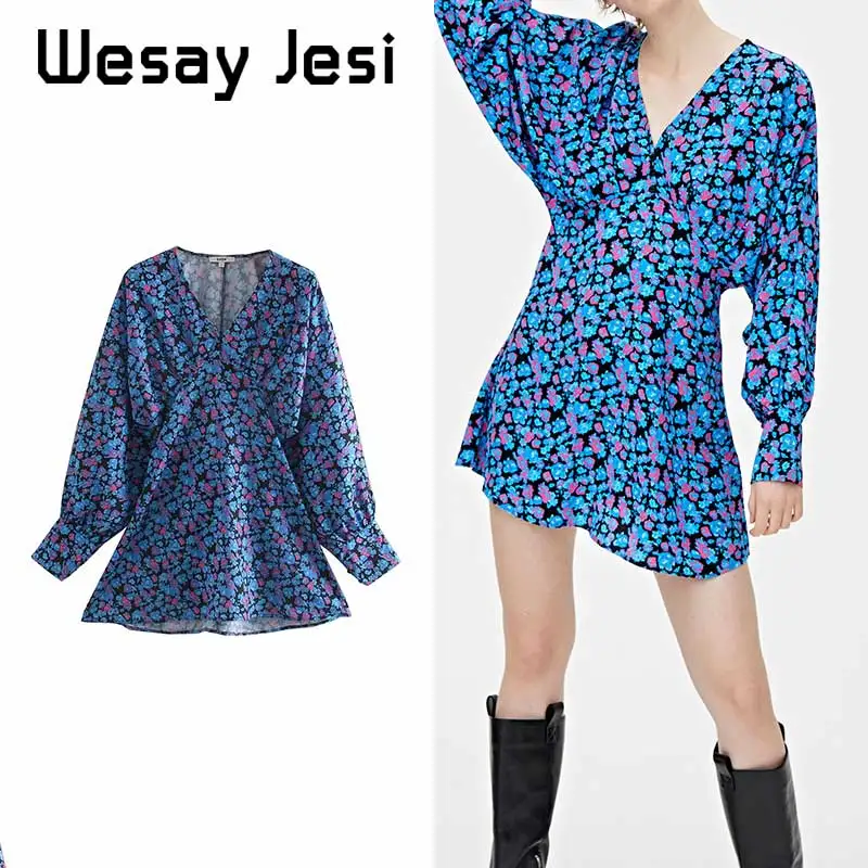 

Women dress England elegant vintage puff sleeve floral print party vestidos de fiesta de noche vestidos casual mini dress women