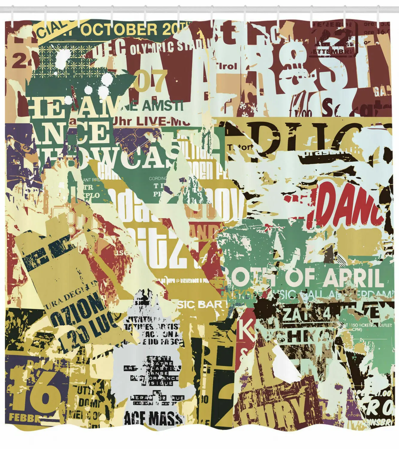 

Ретро-занавеска для душа Ambesonne, постеры с принтом гранж-коллажа