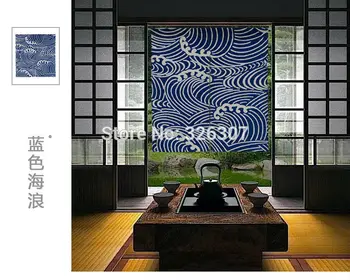 

Taiwan Japan style Chinese sea wave cloth curtain home act portiere hangings 85x90cm 85x120cm Door half curtain