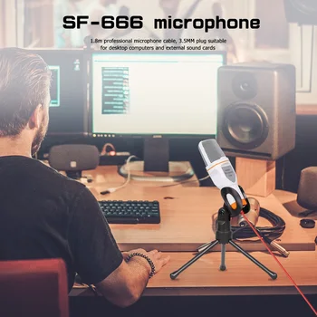 

3.5mm Condenser Microphone SF-666 Tripod Kit School Office Work Conference Teaching for Chatting Gaming Recording Live
