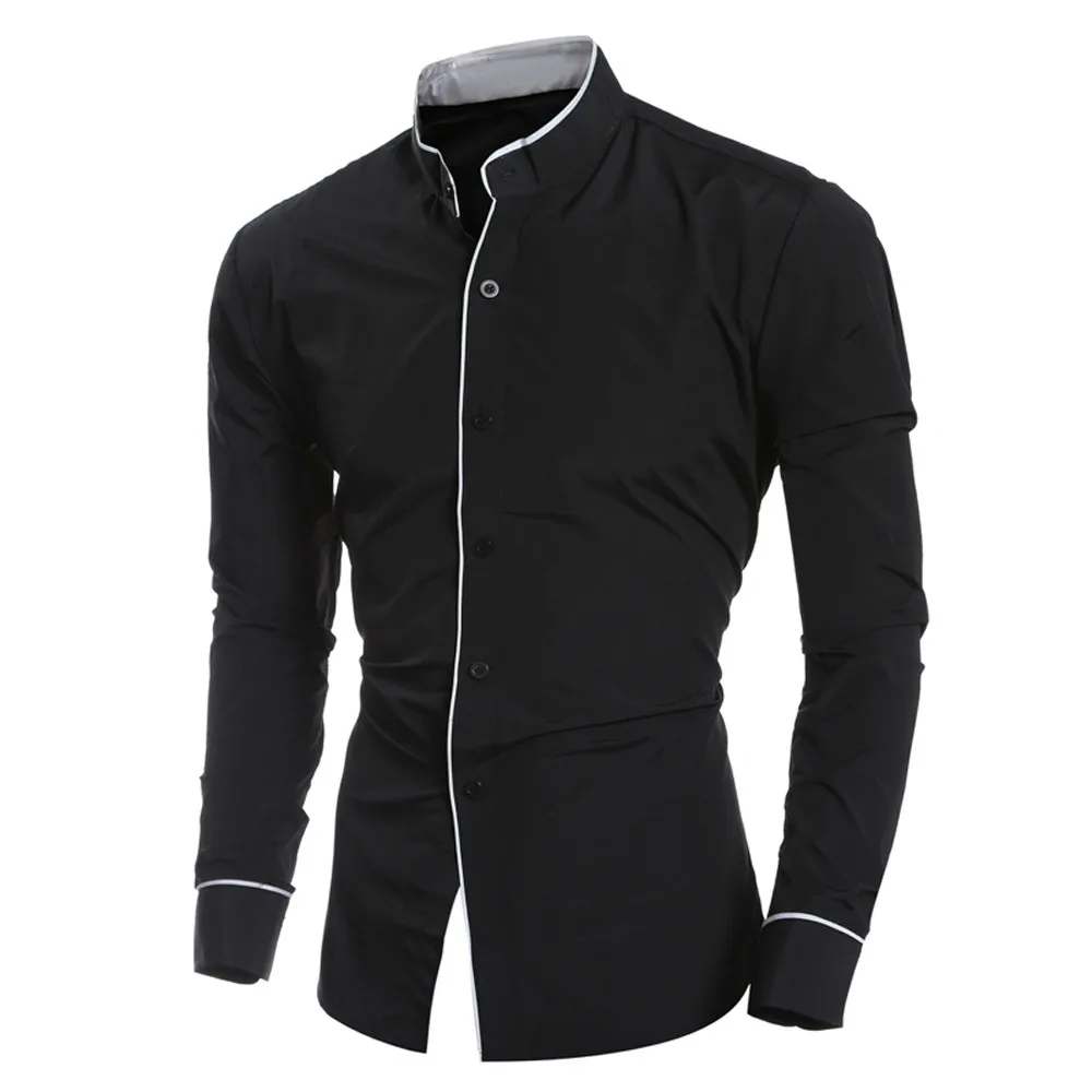 Mens Shirt Autumn Spring Fashion Slim male Shirts chemise Casual Long Sleeve Solid Tops Blouse Casual Clothing Camisa Hombre