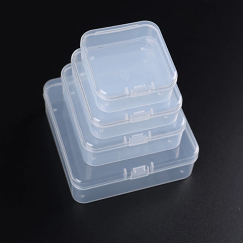 

100pcs Empty transparent storage box Jewelry boxes 5.4x5.4x2cm 6.4x6.4x2cm 7.4x7.4x2.5cm 8.4x8.4x2.8cm 9.4x9.4x2.8cm