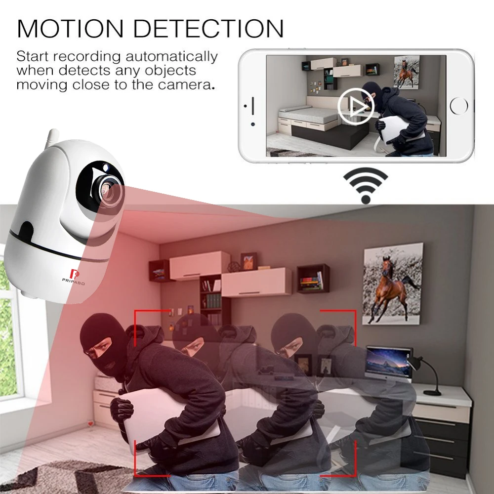 Pripaso 1080P детский монитор камера Крытый Wifi ip-камера удаленное видео автоматическое отслеживание камеры наблюдения детская купольная камера