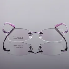 Чистый титан ультра-легкие очки рамки бизнес Женские Корректирующие очки при близорукости рамка безободковая оправа