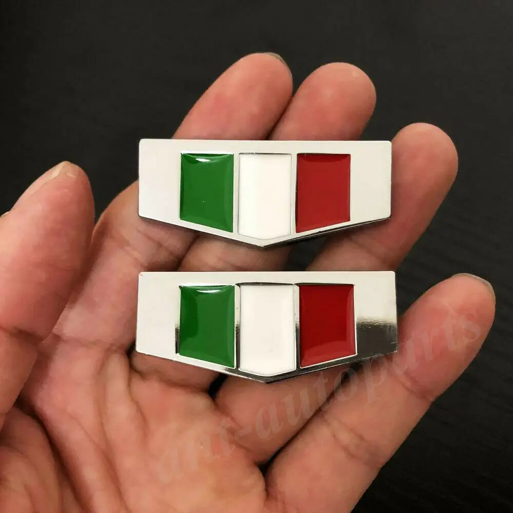 

2pcs 3D Metal Italy Italian Flag Car Fender Rear Emblem Badge Decal Sticker