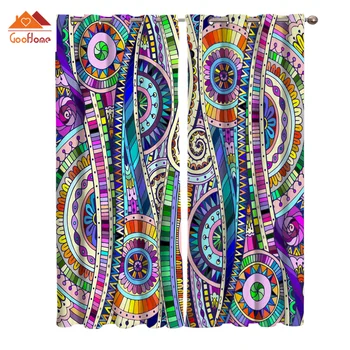 

Indian Ethnic Style Colorful Patterns Window Curtains Living Room Outdoor Fabric Drapes Curtain Home Decor