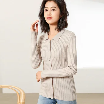 

Litvriyh female cardigan long sleeve turn-down collar cashmere sweater women coat cardigan women knitted jumpers women sweaters