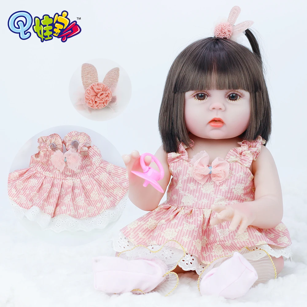 38/48 см Reborn Baby Doll для девочек кружевное платье с цветами набор одежды эластичные