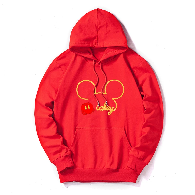 Women Sweatshirt Cotton Hoodies Autumn Winter Minnie Cartoon Hoodie Print Pullover Long Sleeve Plus Size 5XL White - Цвет: Red3