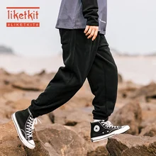 Liketkit, повседневные спортивные штаны для мужчин,, мужские однотонные Свободные флисовые плотные штаны для бега, мужские шаровары, японский стиль, уличная одежда, зимняя