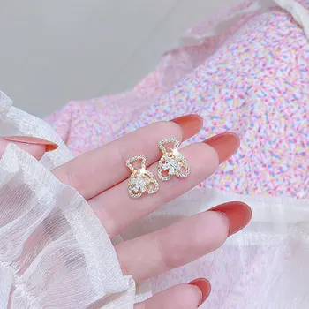 Bling AAA Zircon Earring Exquisite Bear Clavicle Rope 18K Real Gold Romantic Charm Rings Exquisite Luxury Jewelry Fine Earrings