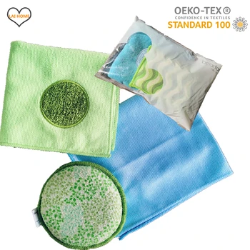 

Bathroom cleaning sponge + wipe glass mirror non-marking rag + microfiber cleaning cloth with friction surface cleaning tool set