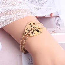 2 шт., модный браслет с сердцем, партнером в области борьбы с бедой, лучший друг BFF, браслет дружбы для девочек, ювелирные изделия, подарки, серебро/золото